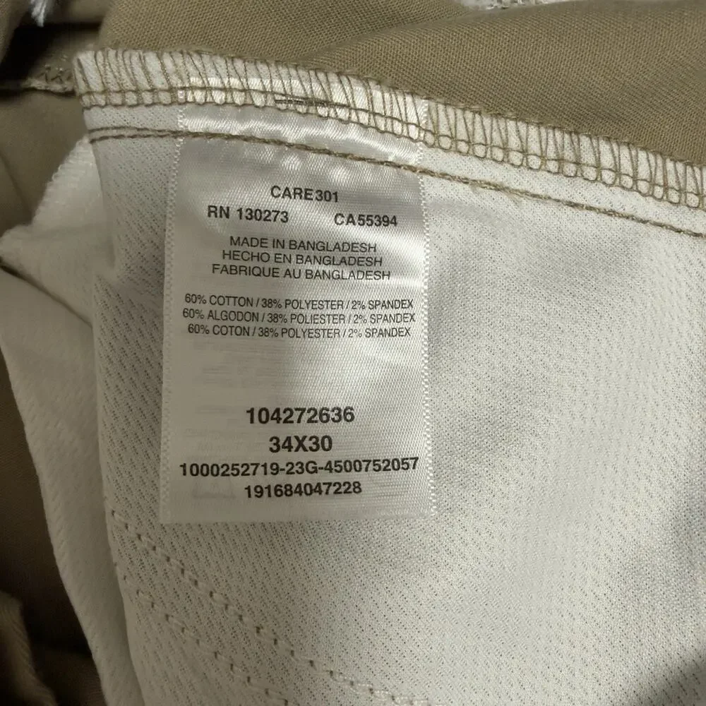 Lee Extreme Motion MVP Pants Mens 34x30 Khaki Relaxed Straight Leg